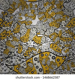 Nice background. Yellow, black and neutral on colors. Seamless Cute fabric pattern. - stock. Vector illustration. Abstract doodles pattern.