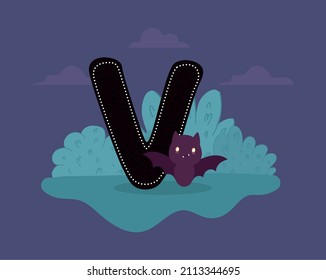 nice bat and letter V card
