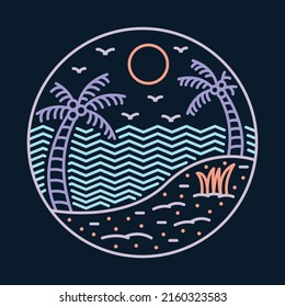 Nice beach for chill at summer graphic illustration vector art t-shirt design