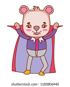 nice bear with dracula vampire costume and cape