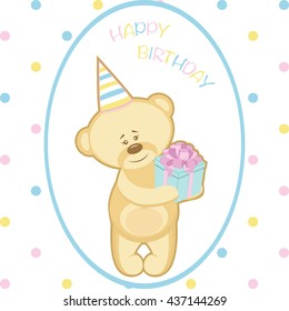 Nice bear with gift for birthday