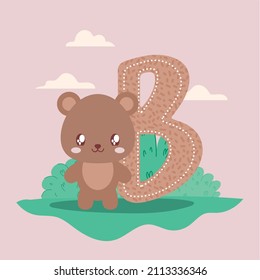 nice bear and letter B card