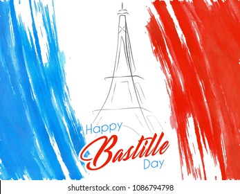 nice and beautiful abstarct or poster for Bastille Day or Viva La France or 14th of July with nice and creative design illustration.