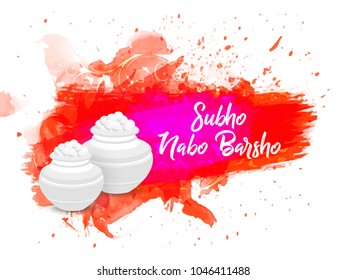 nice and beautiful abstract, banner or poster for Subho Nabo Barsho with nice and creative pot full of sweets design illustration in a background.