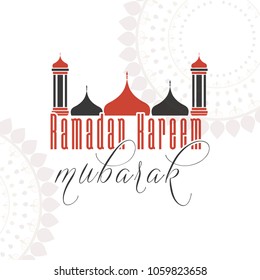 nice and beautiful abstract, banner or poster for Ramadan Kareem Mubarak or Eid Mubarak with nice and creative mosque design illustration in a textured white background.