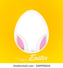 nice and beautiful abstract for Happy Easter with nice and creative bunny's ear in a egg design illustration in a yellow background.