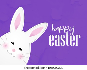 nice and beautiful abstract for Happy Easter with nice and creative smiling bunny illustration in a textured blue background. 