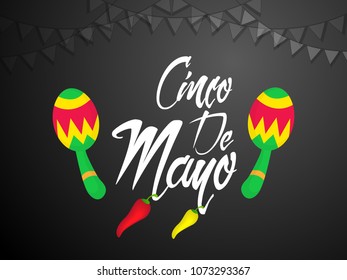 nice and beautiful abstract or poster for Cinco De Mayo with nice and creative maracas and chili design illustration in a background.
