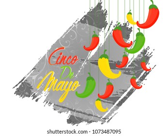 nice and beautiful abstract or poster for Cinco De Mayo with creative chili design illustration in a background.