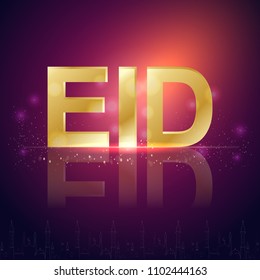 nice and beautiful abstract or poster for Eid Mubarak with nice and creative design illustration in a sparkling background.