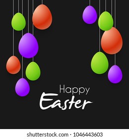 nice and beautiful abstract or poster for Happy Easter with colorful eggs in a black background.