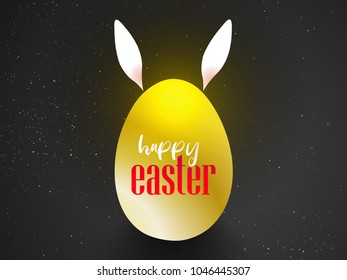 nice and beautiful abstract or poster for Happy Easter with nice and creative golden egg design illustration in a sparkling dark black background.