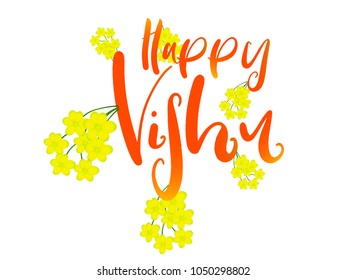 nice and beautiful abstract or poster for Happy Vishu with nice and creative yellow flower design illustration in a background.