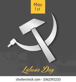 nice and beautiful abstract or poster for May 1st or Labour Day with nice and creative design illustration in a textured grey background.