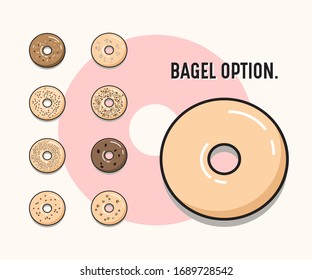 Nice and beautiful bagel vector. Different flavours of bagels. 