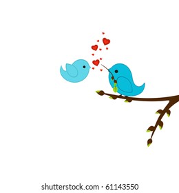 Nice beautiful birds in love. Isolated picture for Your design