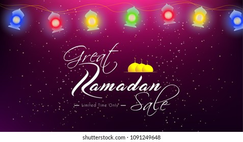 nice and beautiful sale abstarct or poster for Eid Mubarak or Ramadan Mubarak, Great Ramadan Sale