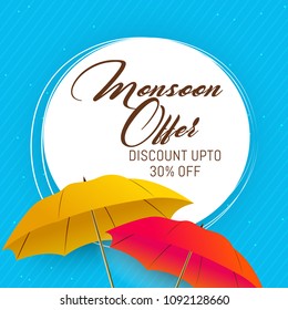 nice and beautiful sale abstract or poster for Monsoon Huge Offer or Sale with creative design illustration. 