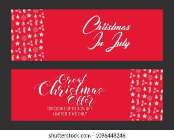 nice and beautiful sale header or banner for Christmas in July with nice and creative design illustration.