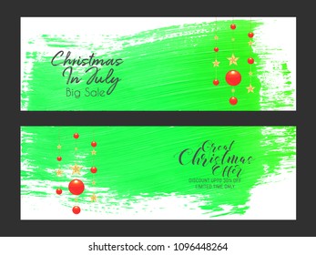 nice and beautiful sale header or banner for Christmas in July with nice and creative design illustration.