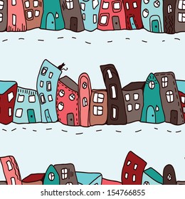 nice beautiful seamless pattern with houses in vector