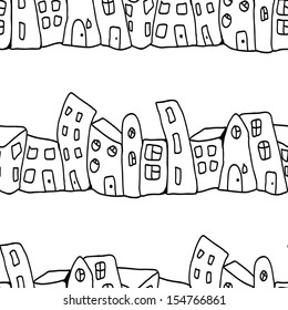 nice beautiful seamless pattern with houses in vector