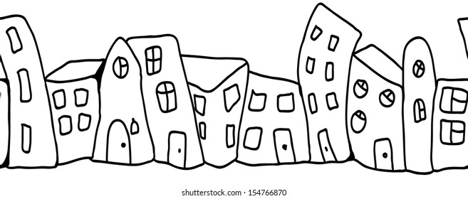nice beautiful seamless pattern with houses in vector