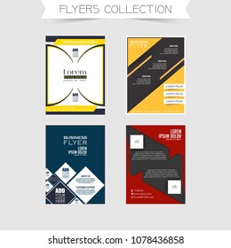 nice and beautiful set of 4 business brochures or flyers templates with nice and creative design illustration