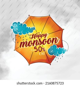 nice and beautiful vector illustration,poster Monsoon Huge Offer or Sale for Monsoon season.
