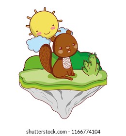 nice beaver animal in the float island