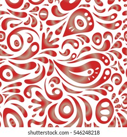 Nice beige and red hand-drawn seamless vector illustration. Elegant seamless pattern with floral and Mandala elements.