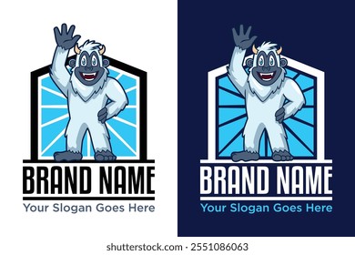 nice big yeti is giving a smiling of illustration logo design