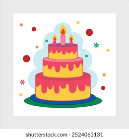 Nice birthday cake vector illustration