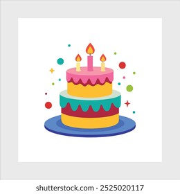 Nice bolo de aniversário ícone de ilustração vetorial