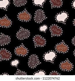 Nice black, brown and neutral colors elements. Love wedding background design. Seamless Valentine heart love seamless pattern with heart. Vector illustration.