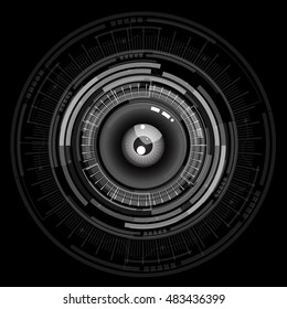 Nice black eye ball digital technology vector icon 