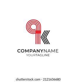 logotipo AK de letras negras y rojas simpáticas