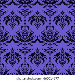 Nice black and violet hand-drawn seamless vector illustration. Elegant seamless pattern with and Mandala elements.