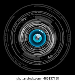 Nice blue eyeball digital technology vector icon