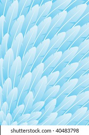 Nice blue feather background, diagonal texture. Different feather sizes.