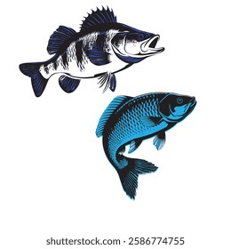 a nice blue fish illustration, nice jumping fish ." this image is ai generated"