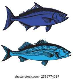 a nice Blue Fish Illustration,beauty full hilsa fish vector . "this image is ai generated 