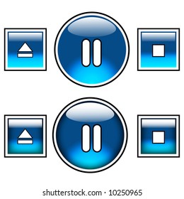 Nice blue glossy buttons including play, fast forward and fast backward. Top three can be used as normal buttons and lower three as roll over buttons. Will add playlist, sound control and exit soon.