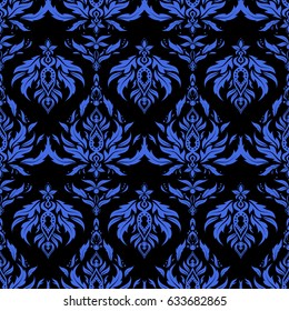 Nice blue hand-drawn seamless vector illustration. Elegant seamless pattern with and Mandala elements.