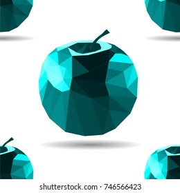 nice blue polygonal vector apple seamless pattern with shadow