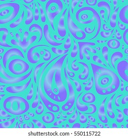 Nice blue and violet hand-drawn seamless vector illustration. Elegant seamless pattern with floral and Mandala elements.