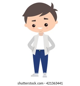 Bonito cuerpo positivo (talla grande) hombre / Ilustración vectorial editable