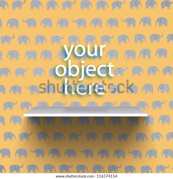NIce\
bookshelf over little elephants pattern\
wall
