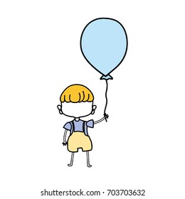 nice boy with balloon design in the hand