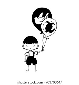 nice boy with balloons design in the hand